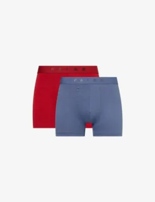 FALKE Daily Comfort Pack of Two Stretch-Cotton Boxer Briefs - Black_blue detail 3