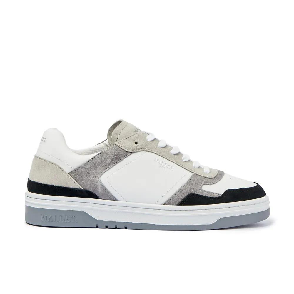Mallet Men's Barnsley Low-Top Trainers in White/Grey – Footwear