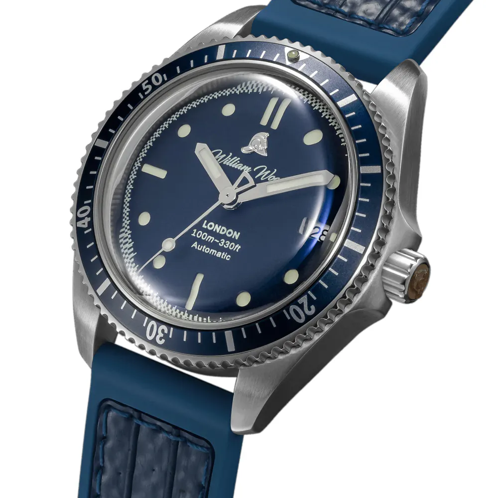 William Wood Watches Valiant Collection The Blue Watch 41mm Mens Watch detail 2