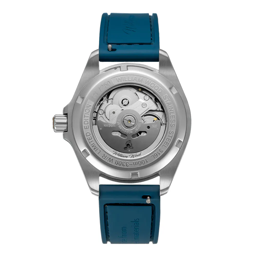William Wood Watches Valiant Collection The Blue Watch 41mm Mens Watch detail 3