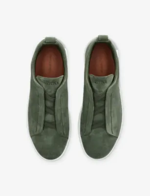 ERMENEGILDO ZEGNA Triple Stitch Suede Trainers - EUR 42 / 8 UK MEN in Dark Green, additional product view 2