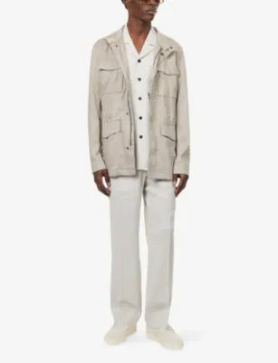 CORNELIANI High-Neck Long-Sleeve Linen And Wool-Blend Field Jacket detail 2