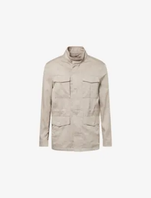 CORNELIANI High-Neck Long-Sleeve Linen And Wool-Blend Field Jacket