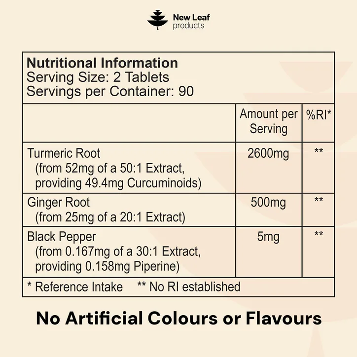 New Leaf Products Turmeric, Curcumin, Ginger Tablets 180 tablets detail 3