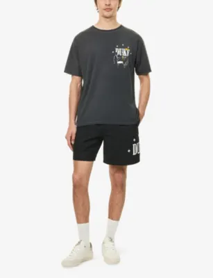 DUKE & DEXTER Drawstring Two-Slip-Pockets Cotton-Poplin Shorts in BLACK, additional product view 2