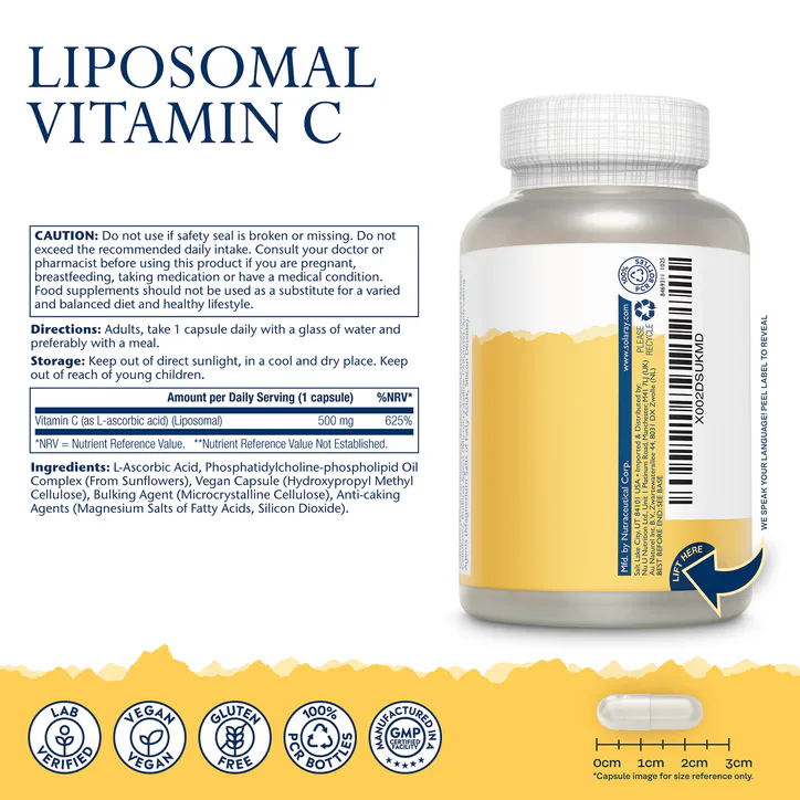 Solaray Liposomal Vitamin C 500mg, 100 Vegan Capsules, High Absorption detail 2
