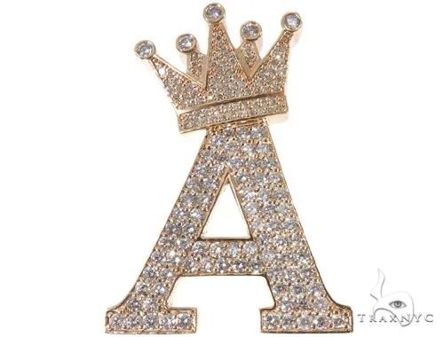 RINA - For Him CUSTOM Custom Crowned Initial A Letter Diamond Pendant 64528 in Rose Gold – Pendant