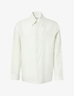 BOTTEGA VENETA Brand-Embroidered Pinstripe Cotton-Blend Shirt