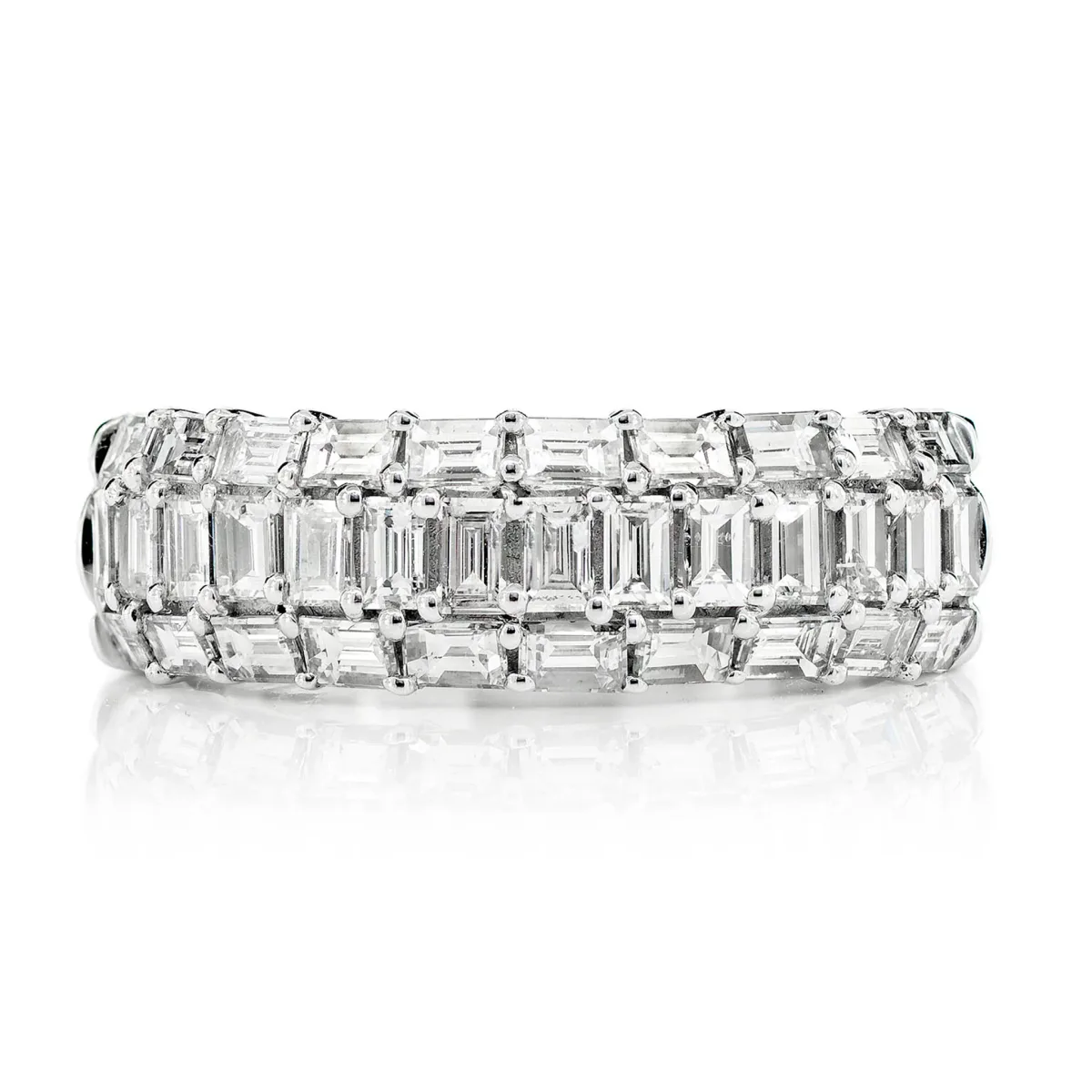For Him Three Row Prong Set Baguette Diamond Band Ring