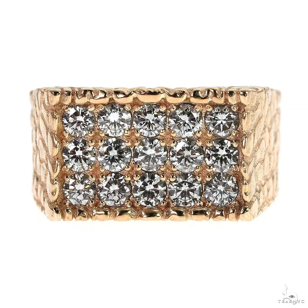 RINA - For Him CUSTOM CVD 15 Pointer 3 Row Gold Nugget Diamond Ring 70096 in Rose Gold / 10 – Ring