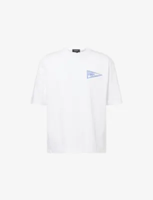 DSQUARED2 Flag Loose-Fit Cotton-Jersey T-Shirt in WHITE – Mens | Tops & t-shirts | T-Shirts | Plain T-Shirts