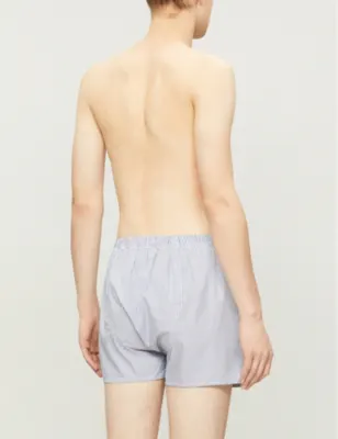 SUNSPEL Pinstripe relaxed-fit cotton boxer shorts detail 3