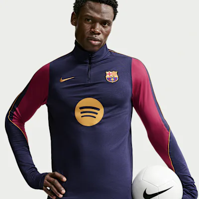 Nike F.C. Barcelona Strike Men's Nike Dri-FIT Football Knit Drill Top - Blackened Blue/Mineral Yellow/Blackened Blue/Mineral Yellow