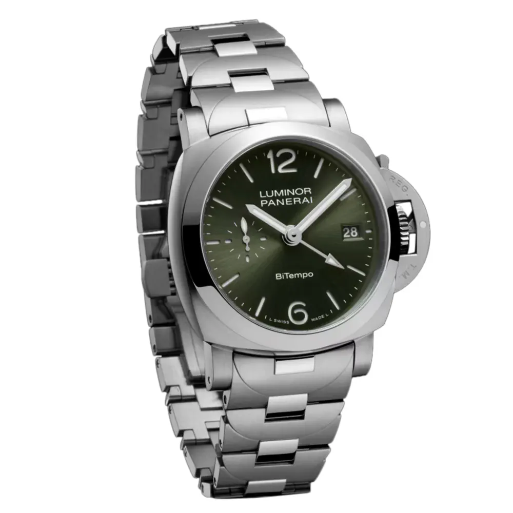 Panerai Luminor Quaranta BiTempo 40mm Mens Watch Green detail 2