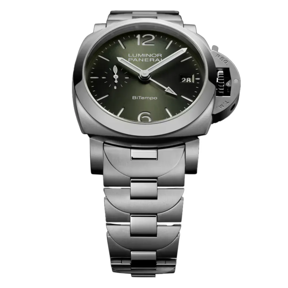 Panerai Luminor Quaranta BiTempo 40mm Mens Watch Green detail 3