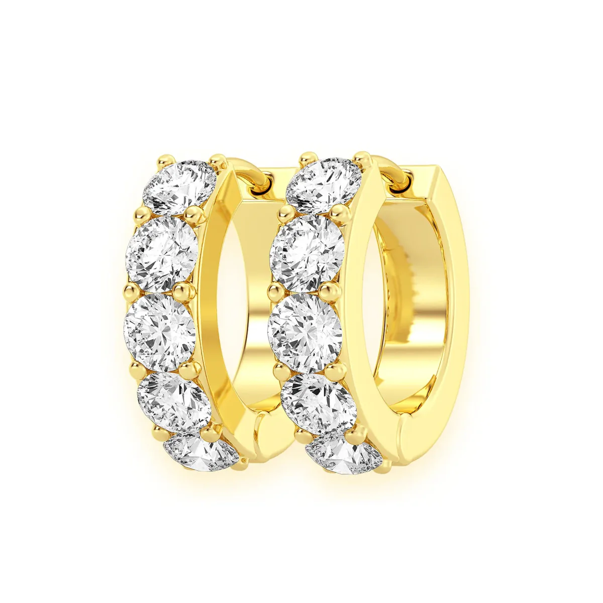 For Him One Row Diamond Huggies in 0.80ctw / Yellow Gold / Natural Diamond – Earring