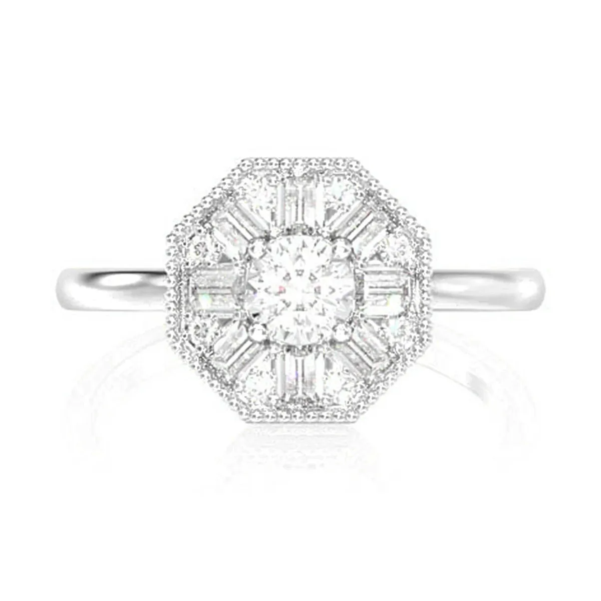 For Him Octagon Baguette Halo Diamond Ring in Rose Gold / Natural Diamond – Ring