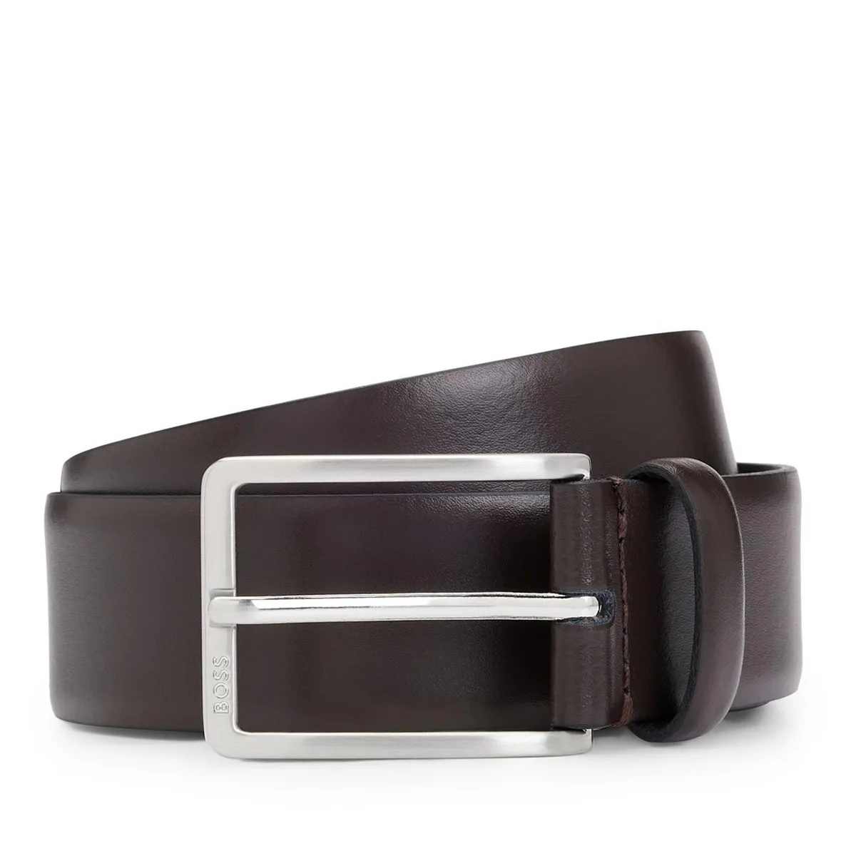 Boss Logo Belt in Dark Brown 205 – Accessories