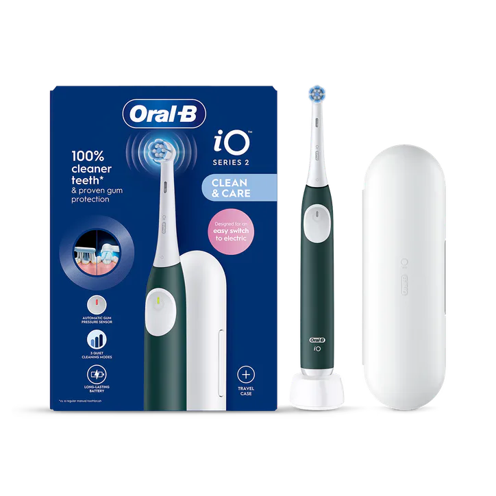 ORAL-B iO2 Forest Green Rechargeable Toothbrush with Travel Case