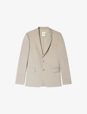 SANDRO Regular-Fit Single-Breasted Wool Blazer - NAVY BLUE