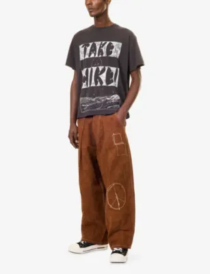 STORY MFG Lush Wide-Leg Cotton Trousers in Brown Zig Zag, additional product view 2
