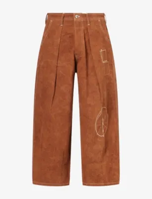 STORY MFG Lush Wide-Leg Cotton Trousers in Brown Zig Zag – Mens | Trousers & shorts | Casual