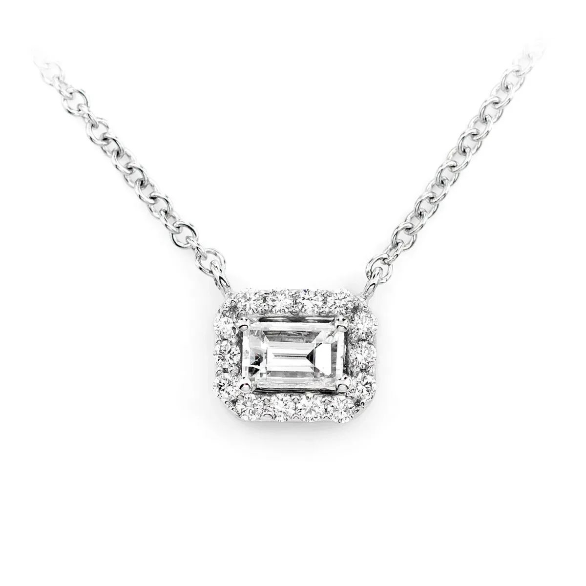 For Him Baguette Halo Diamond Pendant