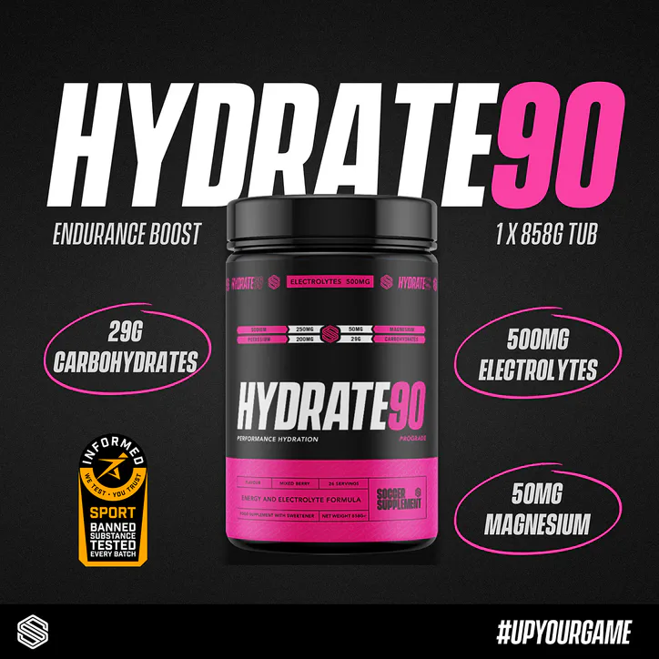 Soccer Supplement Hydrate90 Hydration & Electrolyte Powder Mixed Berry ‚- 26 Servings detail 2