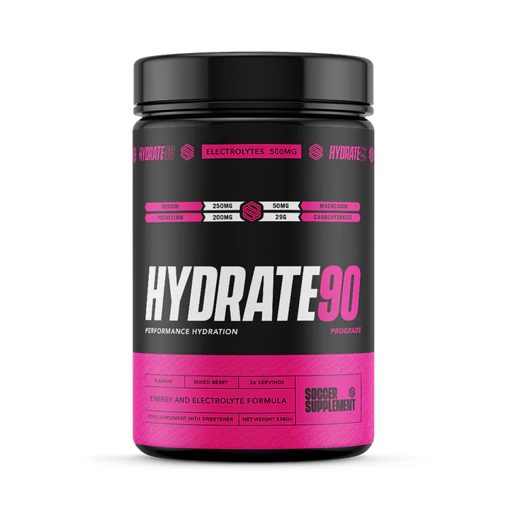 Soccer Supplement Hydrate90 Hydration & Electrolyte Powder Mixed Berry ‚- 26 Servings