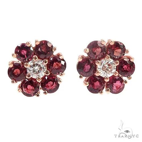 PIA - For Him GEMSTONES Large Crimson Sapphire Diamond Flower Earrings 66898 in Rose – Earrings