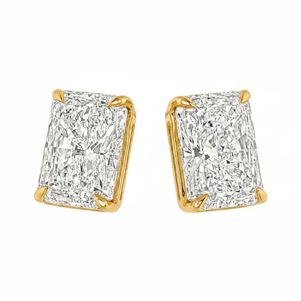 ANNA - EVOLVD DIAMOND 4 Ctw Radiant-Cut Diamond Studs (Lab) 71333 in Yellow Gold – Earrings