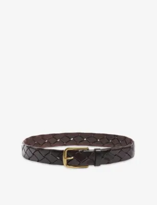 SANDRO Braided Leather Buckle Belt - CHOCOLATE - 36 detail 2