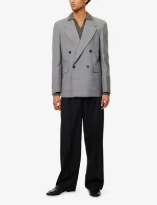 FRAME Double-Breasted Unlined Wool and Linen-Blend Blazer detail 2