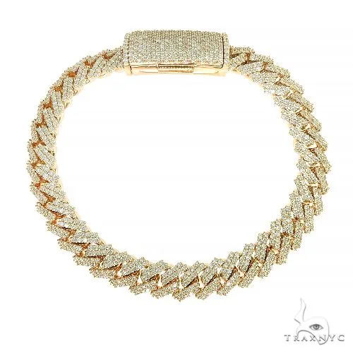 AHMED - MOON JEWELRY 2 Row Prong Set Diamond Cuban Bracelet 66950