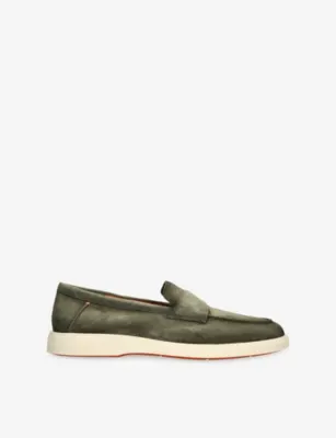 SANTONI Detroit Penny Suede Loafers - EUR 43 / 9 UK MEN in KHAKI – Mens | Loafers