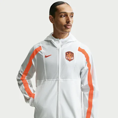 Nike Netherlands Energy Men's Nike Dri-FIT Football Woven Jacket - White/Hyper Crimson in White/Hyper Crimson – Nike men's and unisex