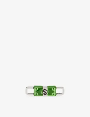 POUBEL Dollar Rhodium-Plated Sterling-Silver Enamelled Charm