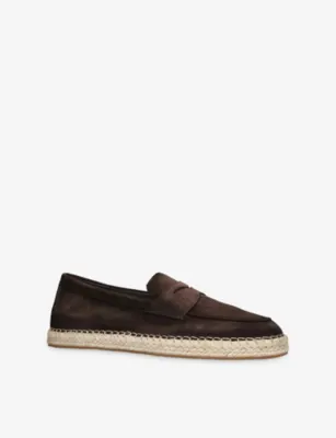 SANTONI Carlo Suede Espadrille Loafers - EUR 41 / 7 UK MEN in Dark Brown, additional product view 3