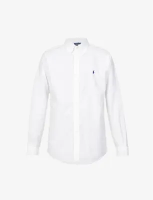 POLO RALPH LAUREN Long-sleeved logo-embroidered custom-fit stretch cotton-poplin shirt - NEWPORT NAVY detail 2