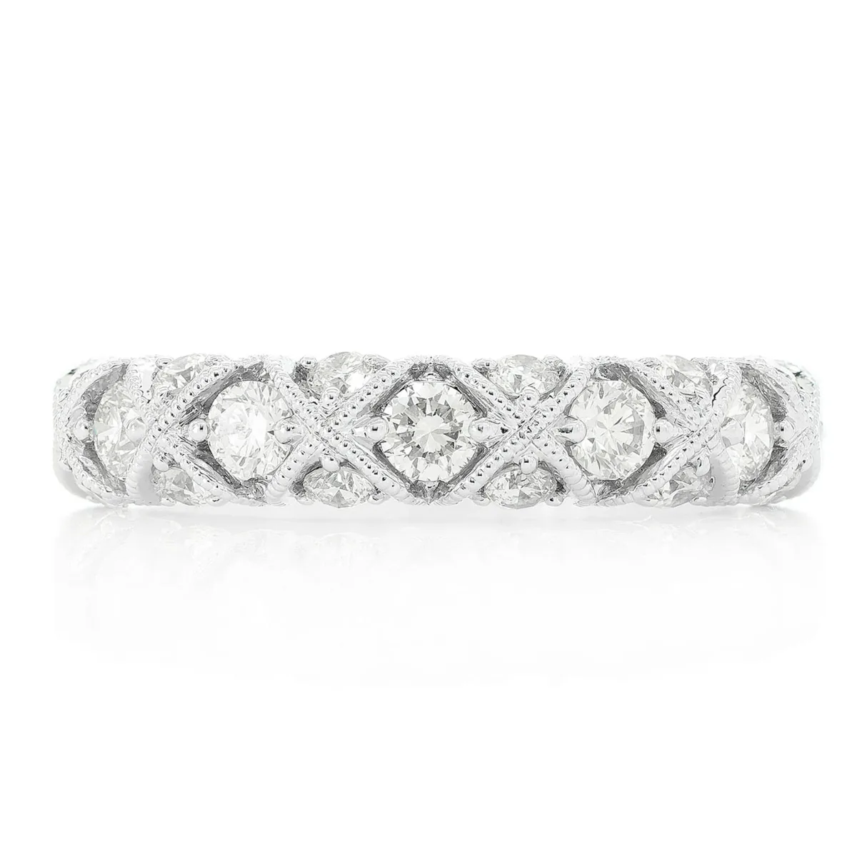 For Him Criss Cross Milgrain Ring in White Gold / Lab Grown Diamond – Ring