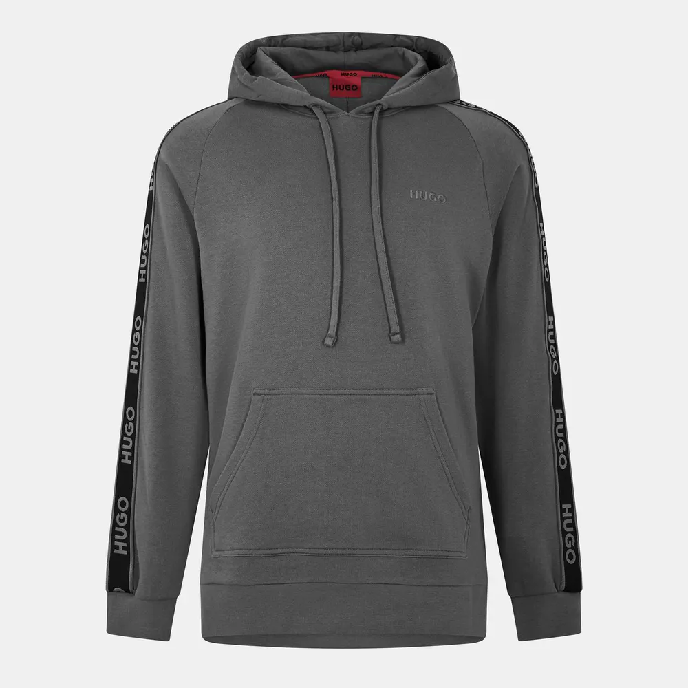 Hugo Mens HUGO Bodywear Liam Soft Cotton Pullover Hoodie with Logo Tape Detail - Natural Fabric