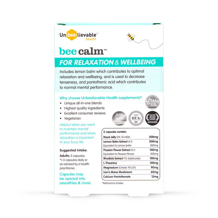 Unbeelievable Health Bee Calm 20 Capsules, additional product view 2