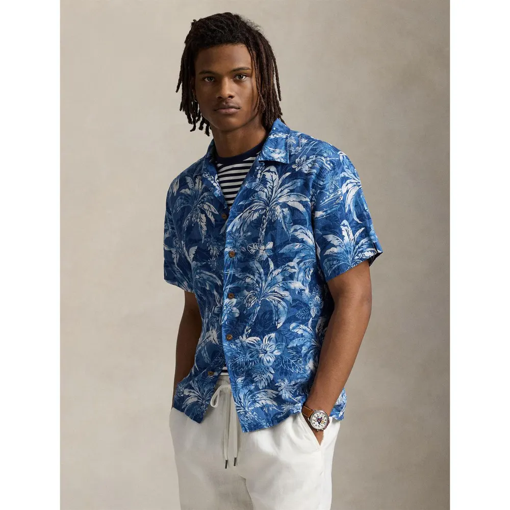 Polo Ralph Lauren Men's Linen Palm Pattern Short Sleeve Shirt detail 3