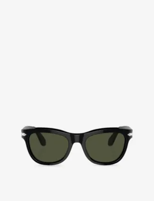 PERSOL PO0086S Pillow-Shape Acetate Sunglasses in BLACK – Mens | Sunglasses | Oval