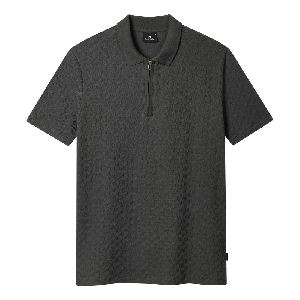 PS Paul Smith Men's Zipped Waffle Short Sleeve Polo Shirt