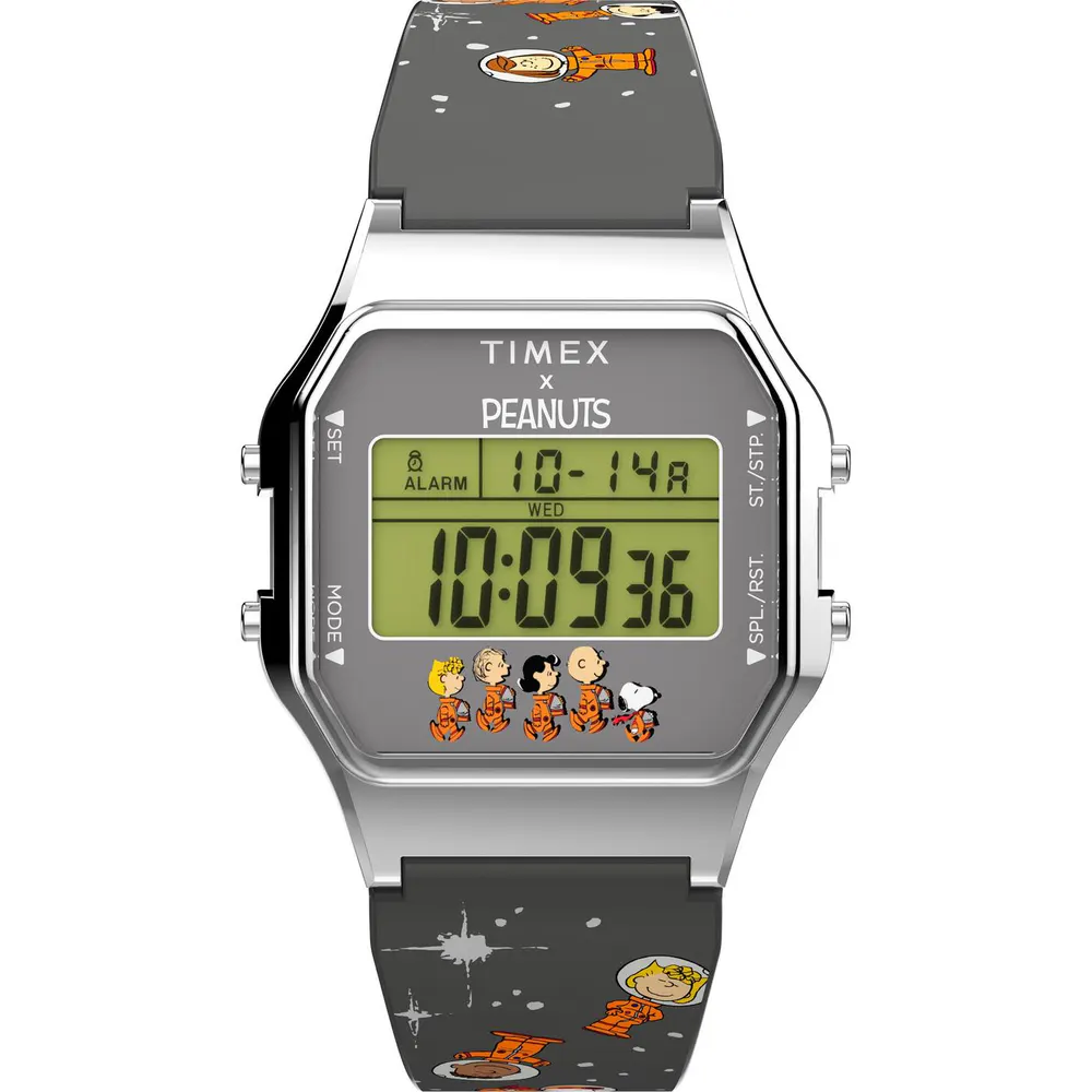 Timex Men's Peanuts Analogue Quartz Watch in Digital/Silver – Accessories