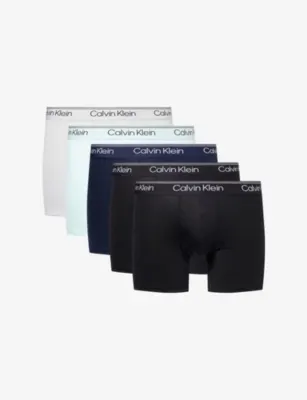 CALVIN KLEIN Micro Logo-Waistband Pack-of-Five Stretch-Jersey Boxer Briefs