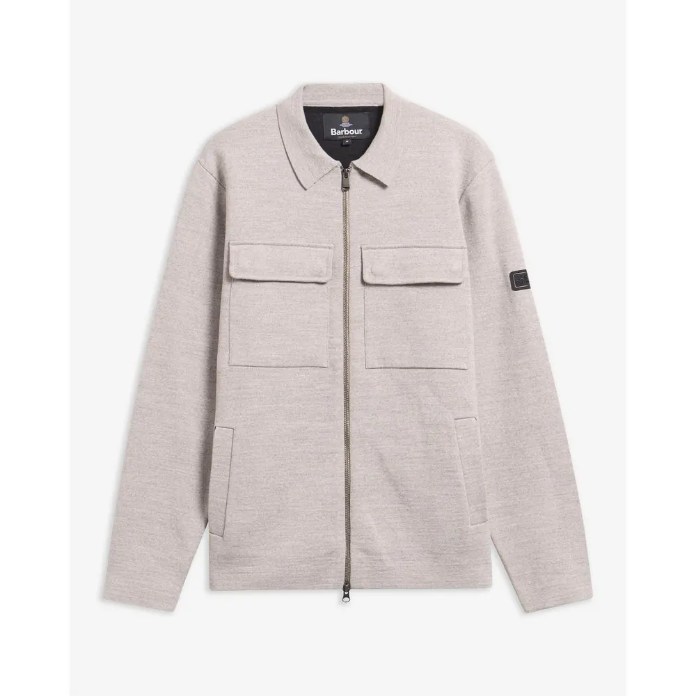 Barbour International Men's Burley Zip-Through Wool Cardigan in Concrete, additional product view 2