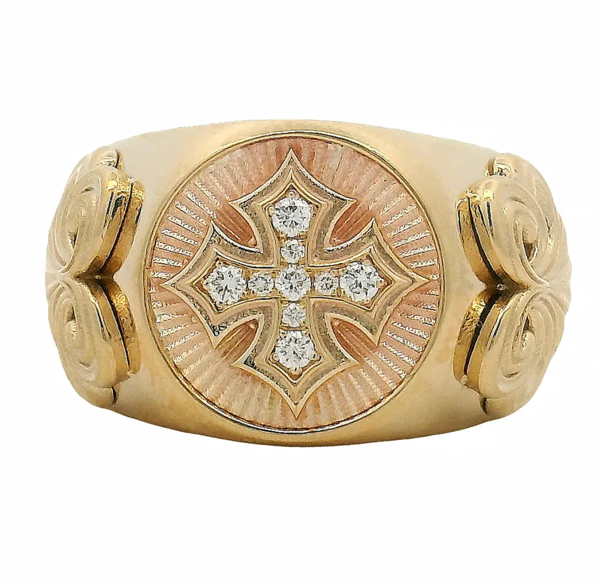 RINA - For Him CUSTOM 14K Gold Diamond Cross Ring 70835 in Rose Gold / 7 – Ring