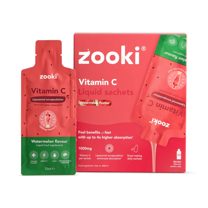 Zooki Liposomal Vitamin C 1,000mg, Watermelon Flavour - 30x15ml Liquid Sachets